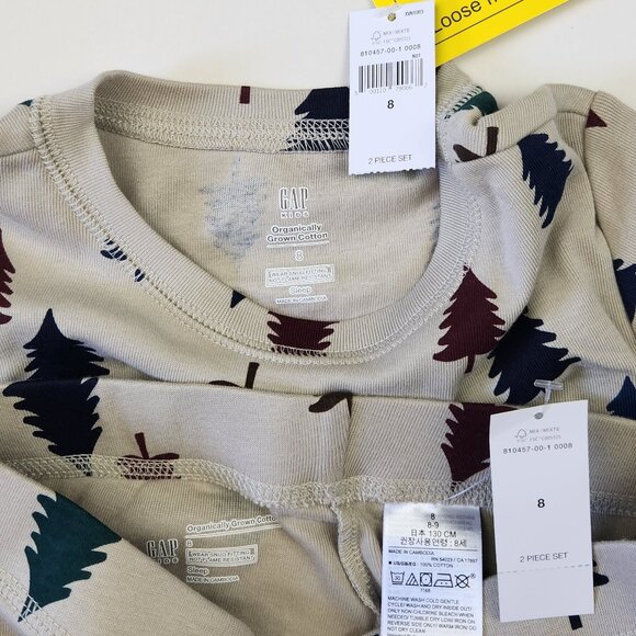 NWT Gap Kids Organic Cotton Winter Christmas Tree Print Pajama Set sz 8,12 - Picture 7 of 8